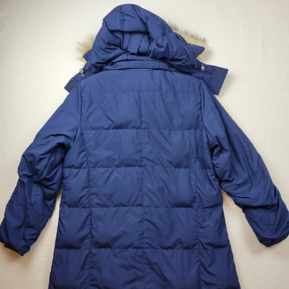 LL Bean Womens Ultrawarm Coat Down Three Quarter Length Size Medium Petite Blue - Picture 13 of 15